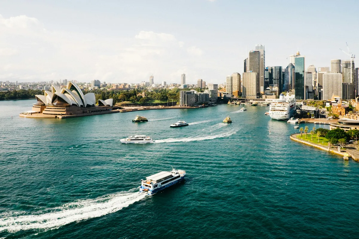 Sydney Circular Quay with the Opera House, ferries and the CBD skyline